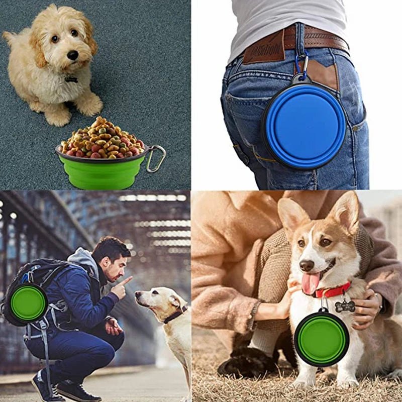 350ml Pet TravelCollapsible Dish Bowl Silicone Feeder Dog Bowl Portable