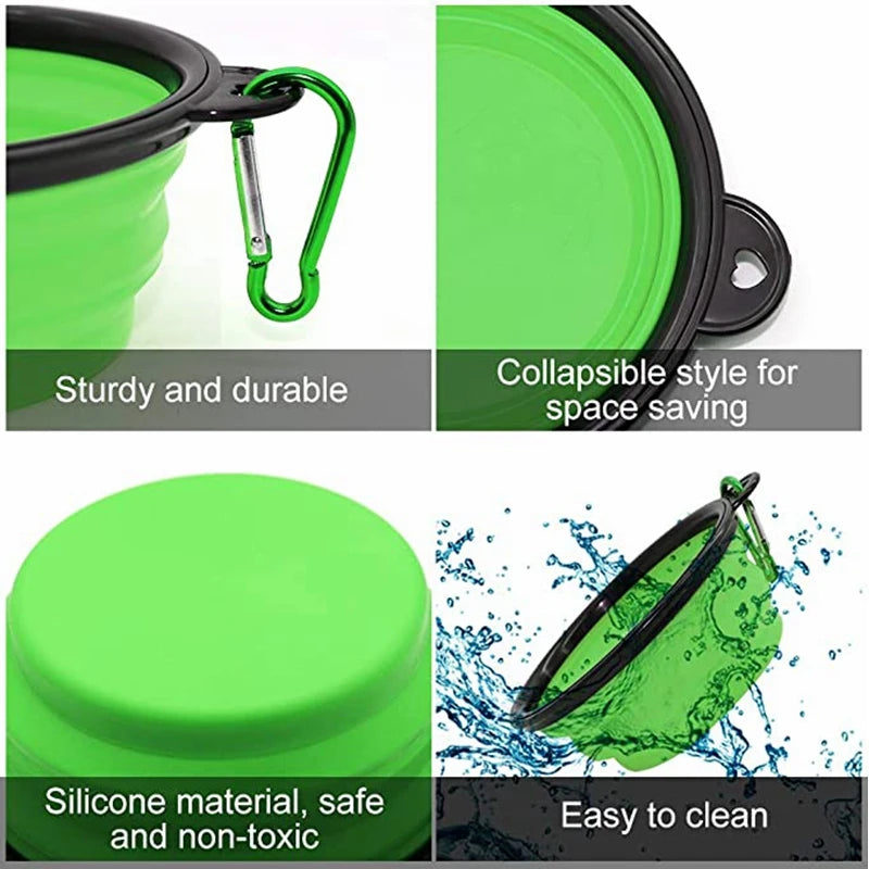 350ml Pet TravelCollapsible Dish Bowl Silicone Feeder Dog Bowl Portable