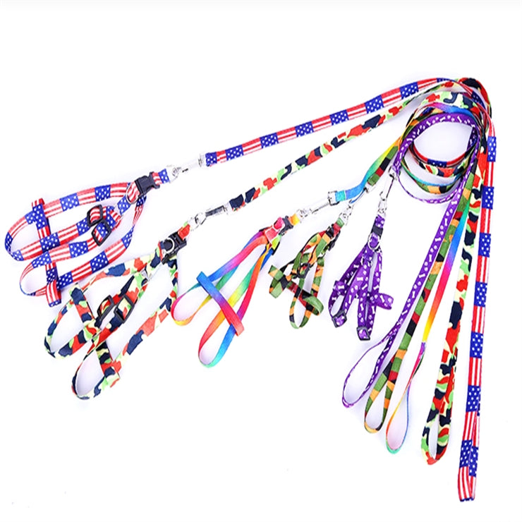 Adjustable Rainbow Colourful Polyester Pet Dog Leash