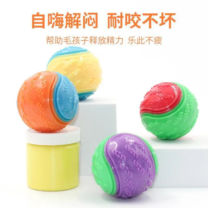 Training Rubber Interactive Squeaky Tennis Ball Dog Chew Toy